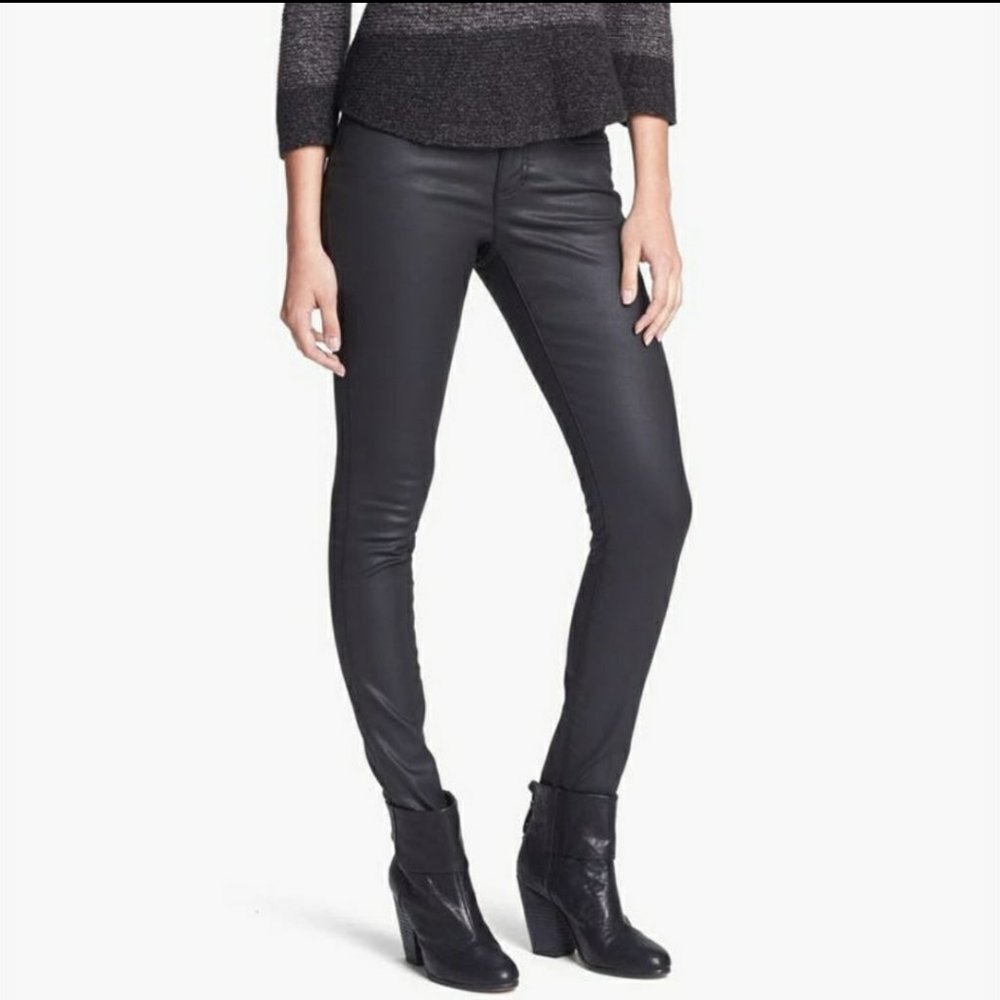 Eileen Fisher Witchy Goth Coated Skinny Jeans - Picture 1 of 7